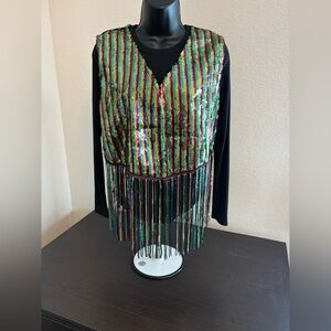 Mardi Gras Sequin Fringe Vest